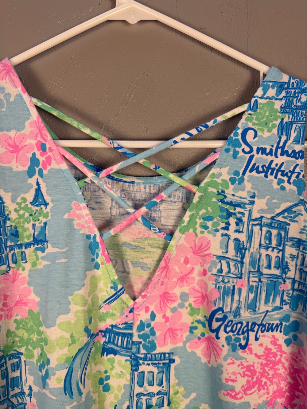Lilly Pulitzer Lilly Loves DC Kristen Swing Dress Small Blue & Pink - Picture 4 of 9